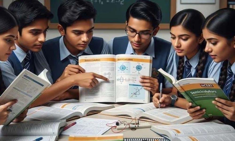 Class 12 Science students preparing together for board examinations